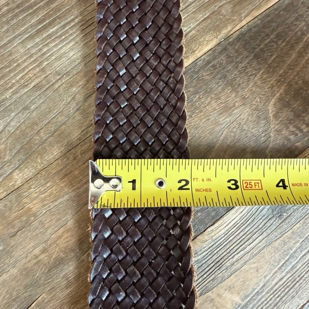 J Crew. Town Leather Braided Belt with Brass Buckle